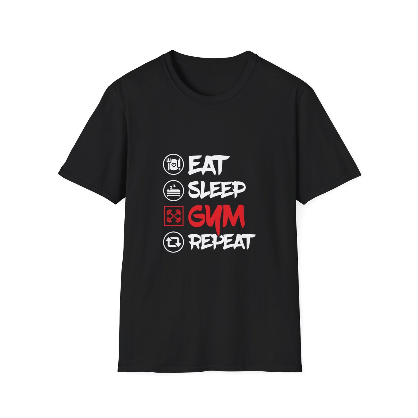 "Eat Sleep Gym Repeat" - Unisex Softstyle T-Shirt