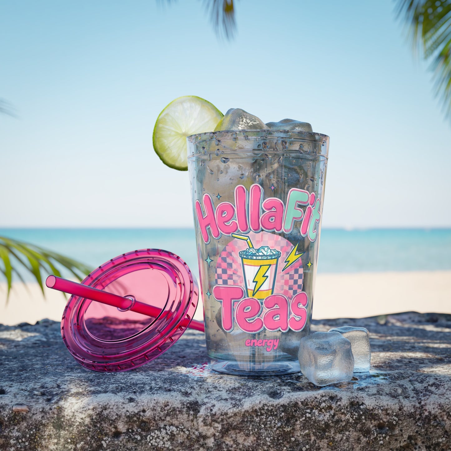 HellaFit Loaded Teas 16oz Tumbler with Straw