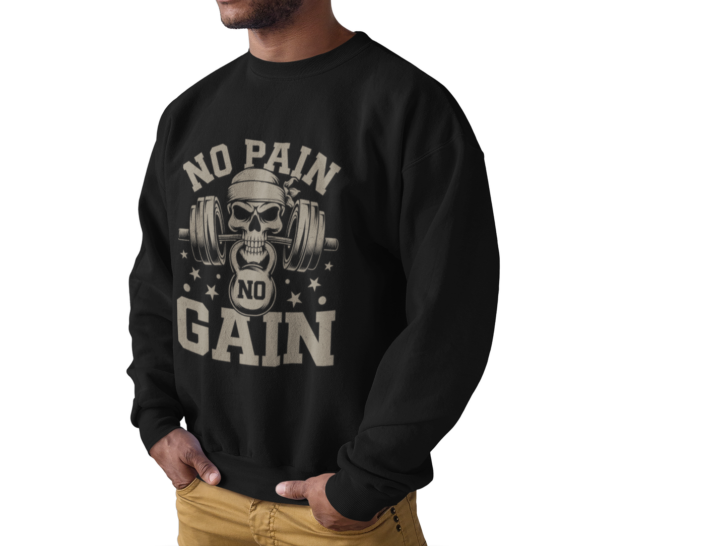 Men's Fitness Sweatshirt - " No Pain No Gain"