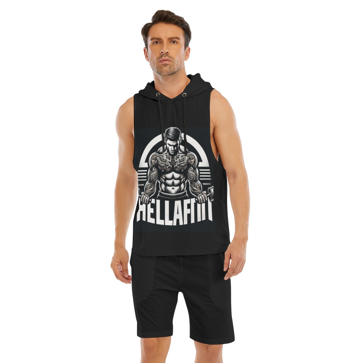 All-Over Print Men's Sleeveless Vest And Shorts Set