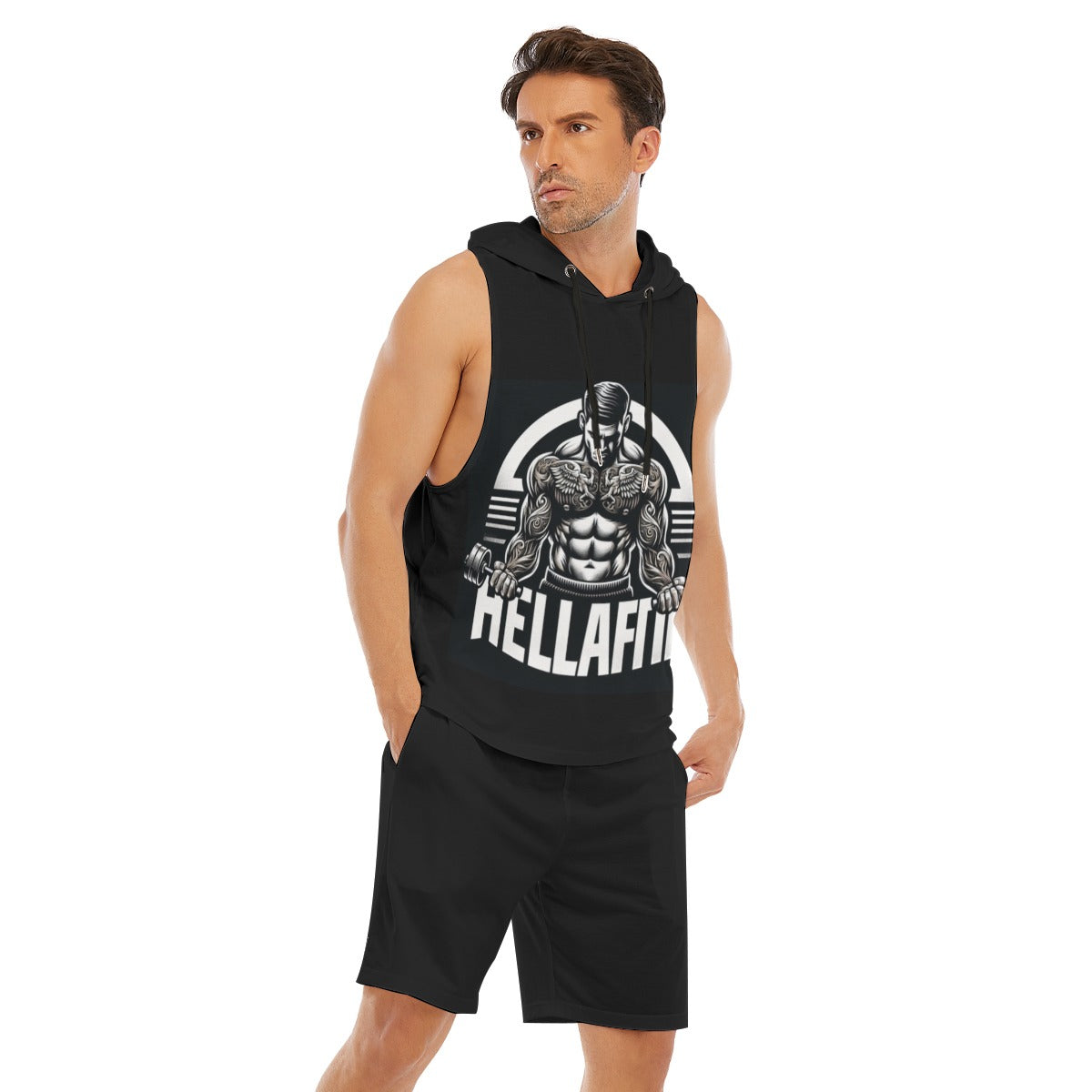 All-Over Print Men's Sleeveless Vest And Shorts Set