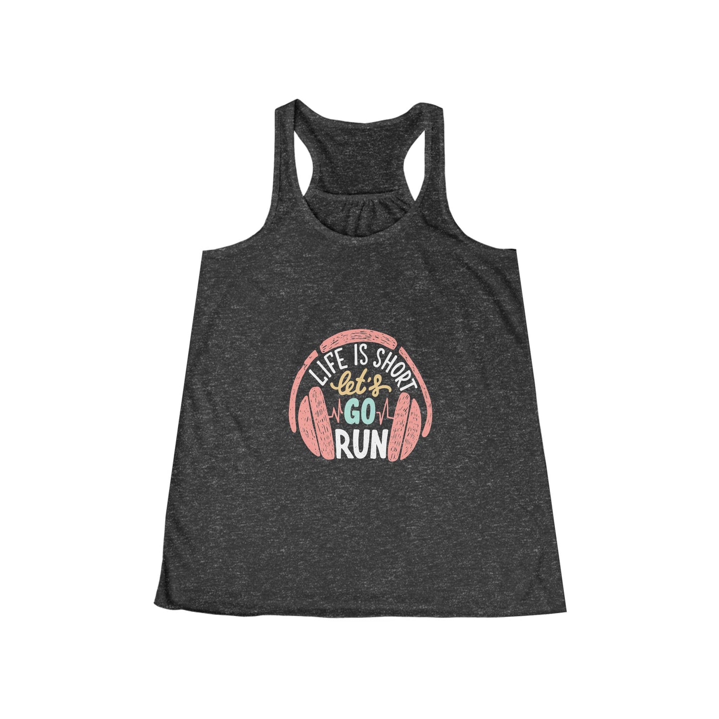 " life is Short, Go for a Run" - Women's Flowy Racerback Tank