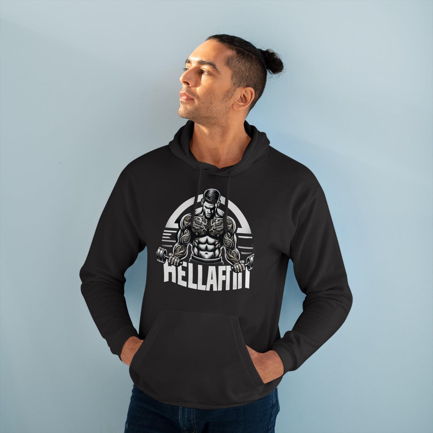 Men's "HELLAFIT" original design, - Pullover Hoodie