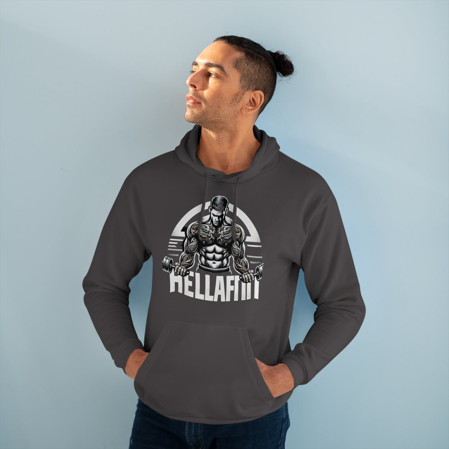 Men's "HELLAFIT" original design, - Pullover Hoodie