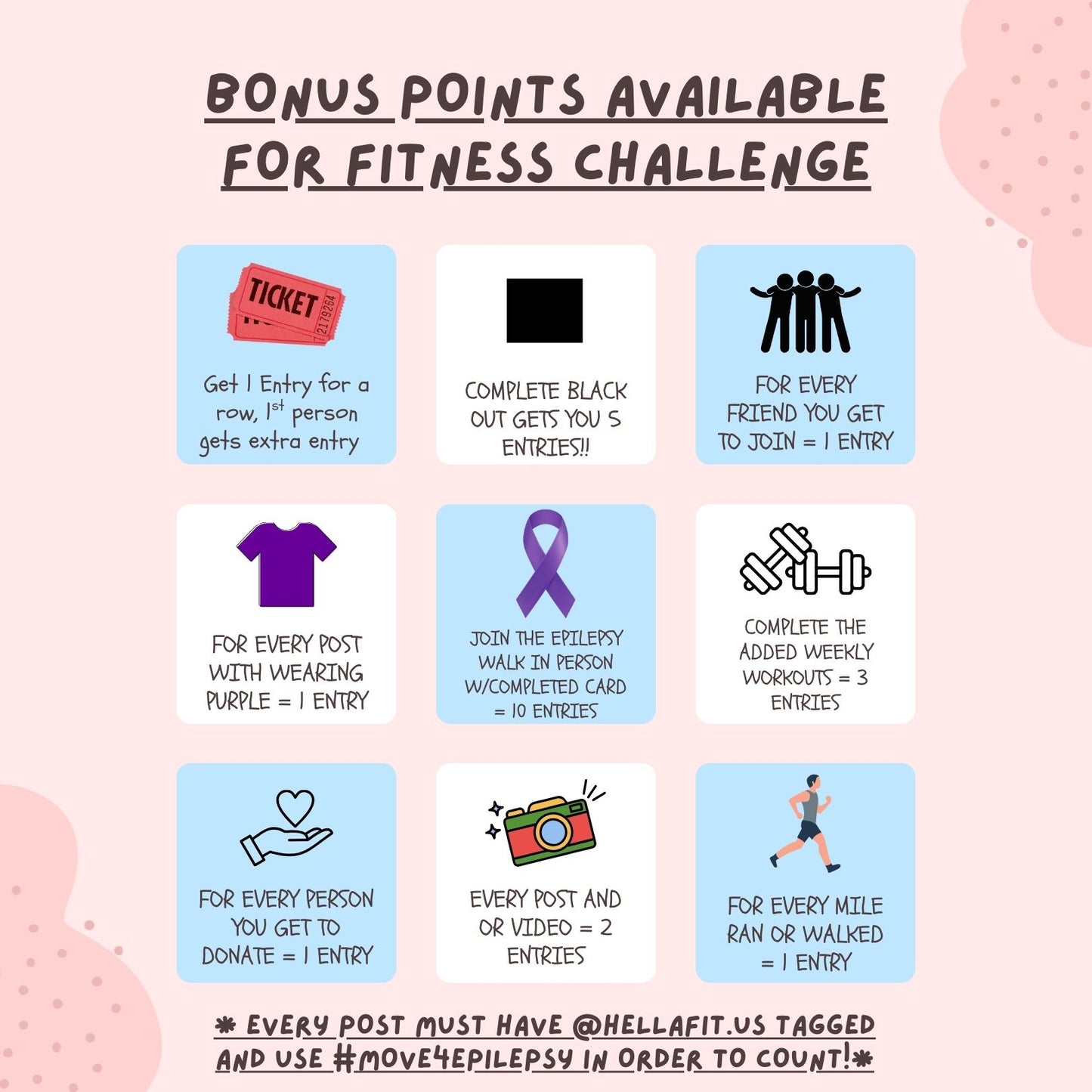 Fitness Challenge Bingo Card