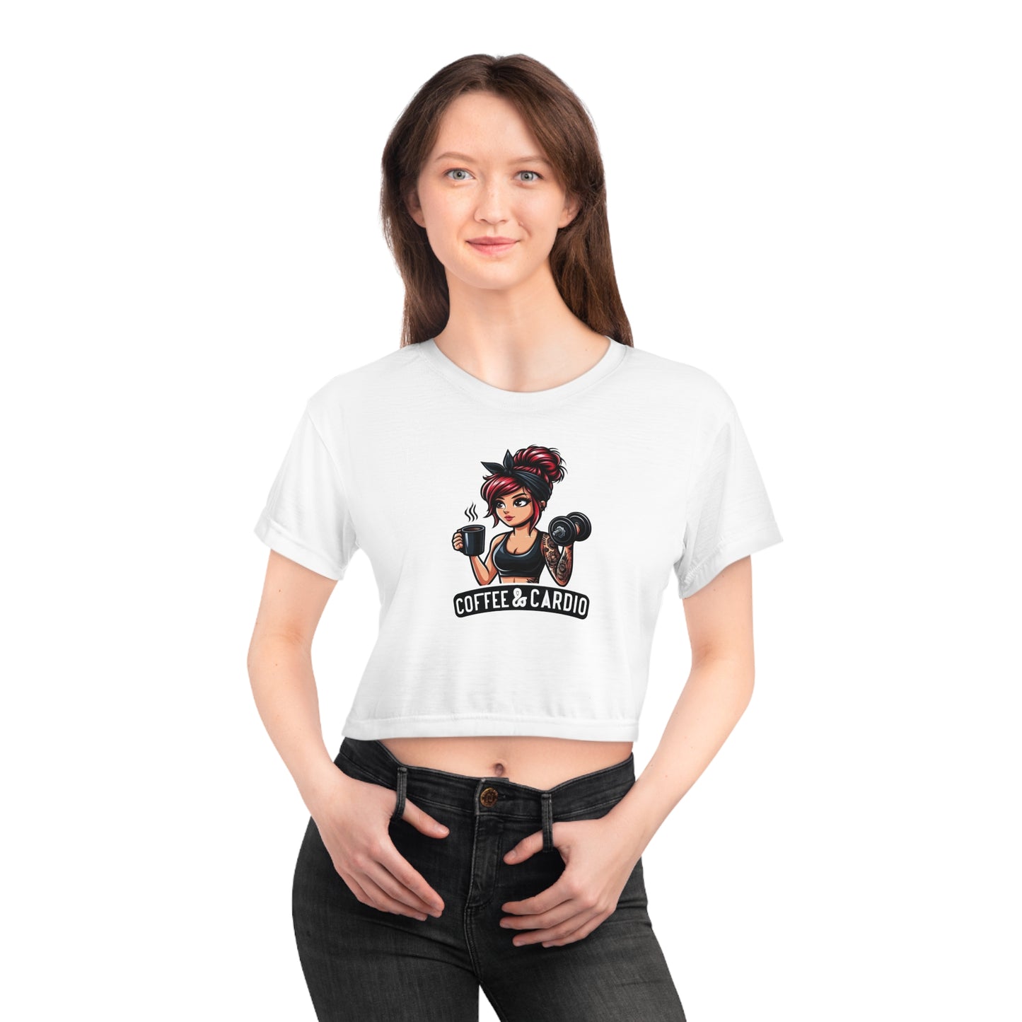 " Coffee & Cardio"  - Women's Crop Tee