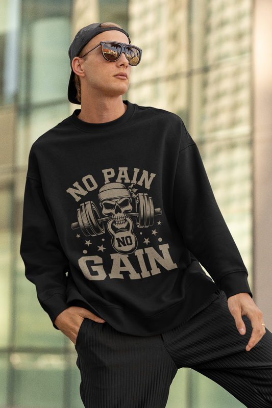 Men's Fitness Sweatshirt - " No Pain No Gain"