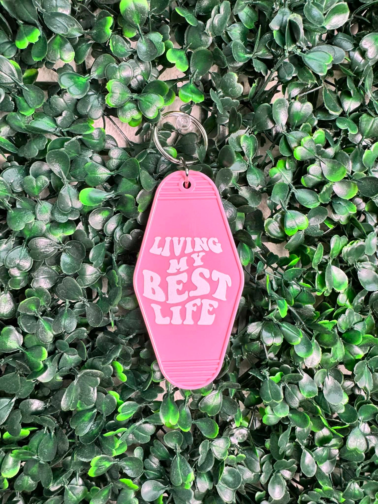 " Living My Best Life" - Pink Keychain